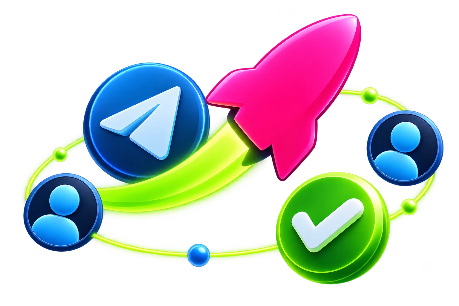Фирменная ракета UC PR Bot, символ Telegram, участники и отметка выполненных условий