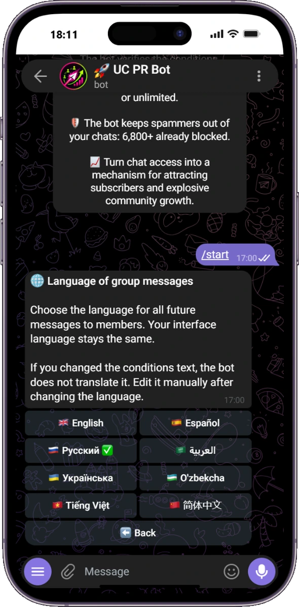 Elige un idioma de notificaciones distinto para cada grupo